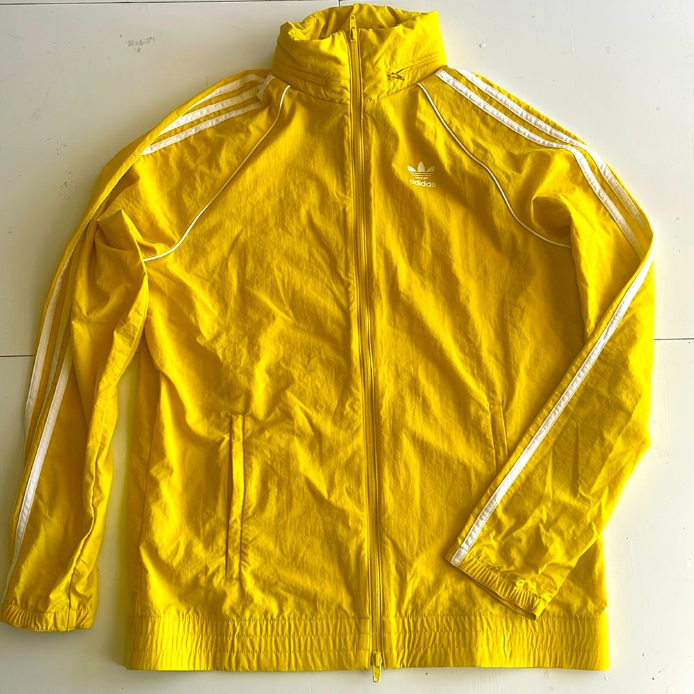 Adidas Originals Jacket Windbreaker Hood Yellow Small
